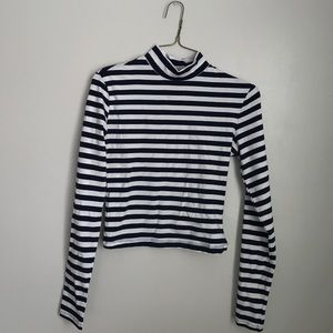 Navy & white mock long sleeve